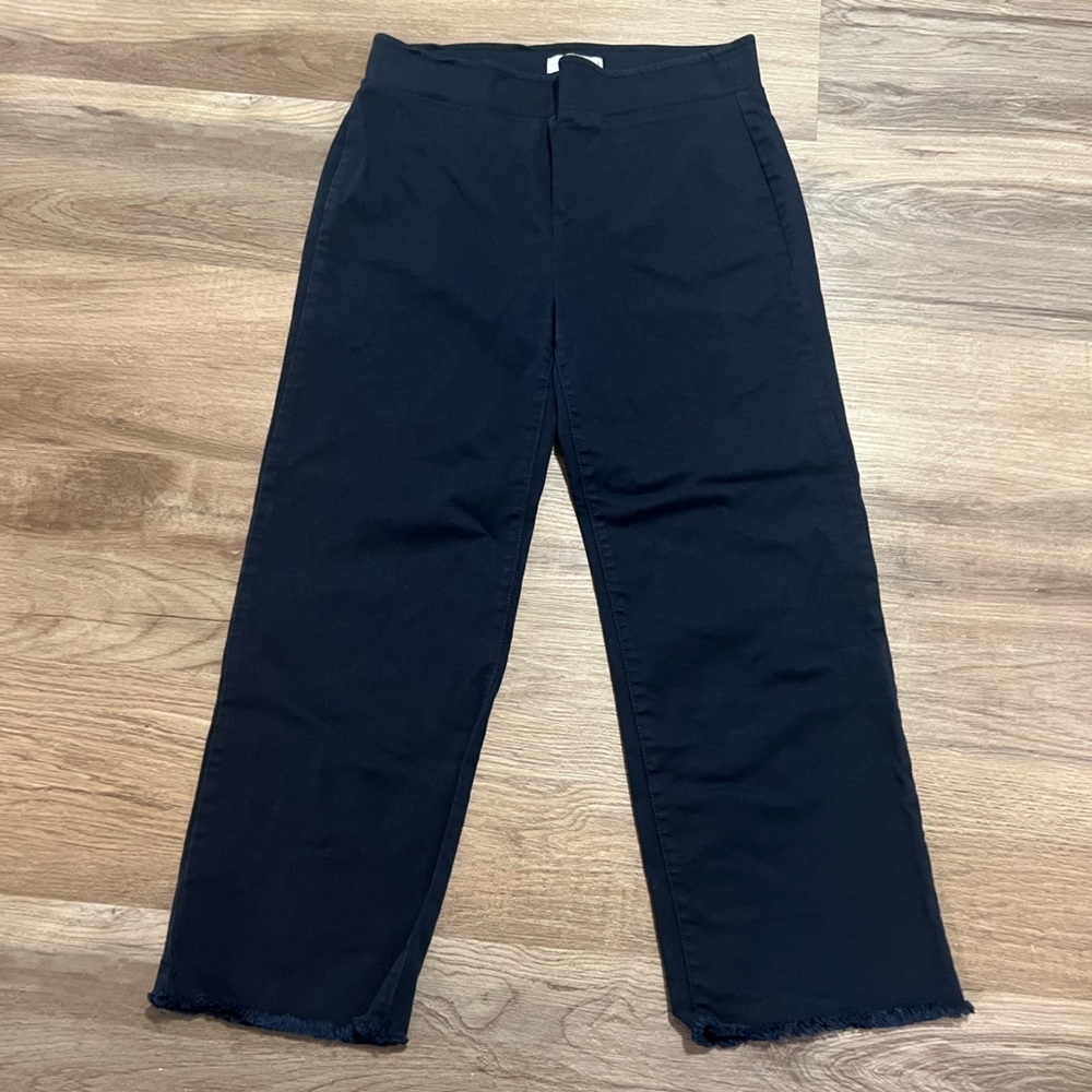 LOFT Elastic Waistband Cropped Pants with Frayed Bottoms